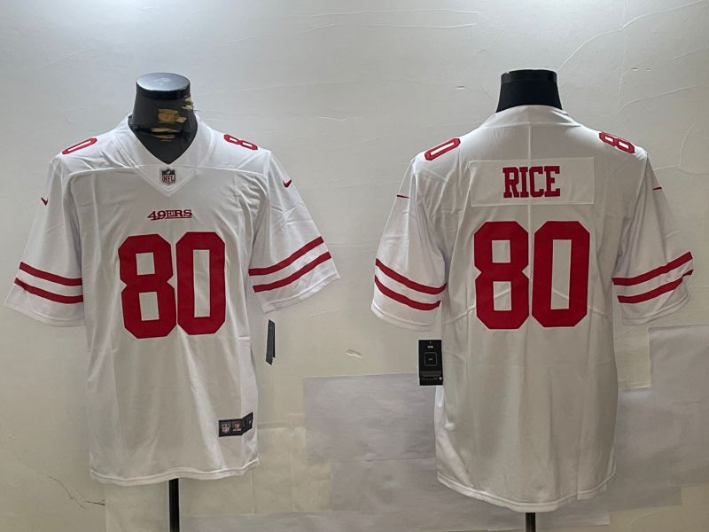 Men San Francisco 49ers #80 Rice White Second generations 2024 Nike Limited NFL Jersey style 1